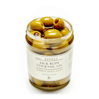 Jack Rudy Vermouth Brined Olives Open Jar
